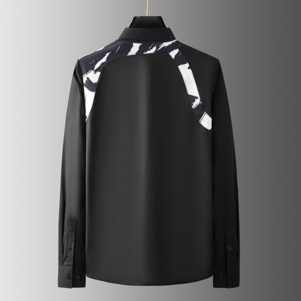 027d5ecf-0d9f-4719-bea4-a620a824e106 Contrast Color Shoulder Strap High Sense Business Leisure Trend Nightclub Slim-fit Long Sleeve Shirt For Men