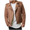 1619248650351 Lapel Leather Jacket Short Diagonal Zipper Suede Jacket Jacket Men