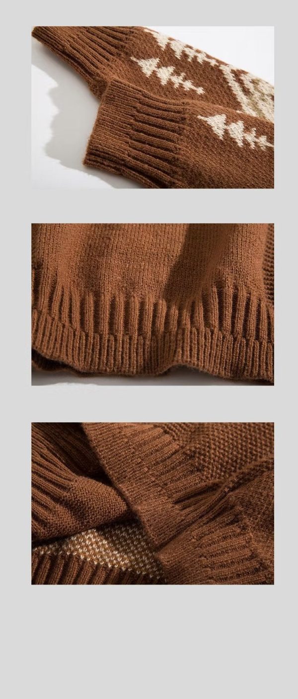 2403090905530326400 Men's Vintage Ethnic Style Round Neck Sweater