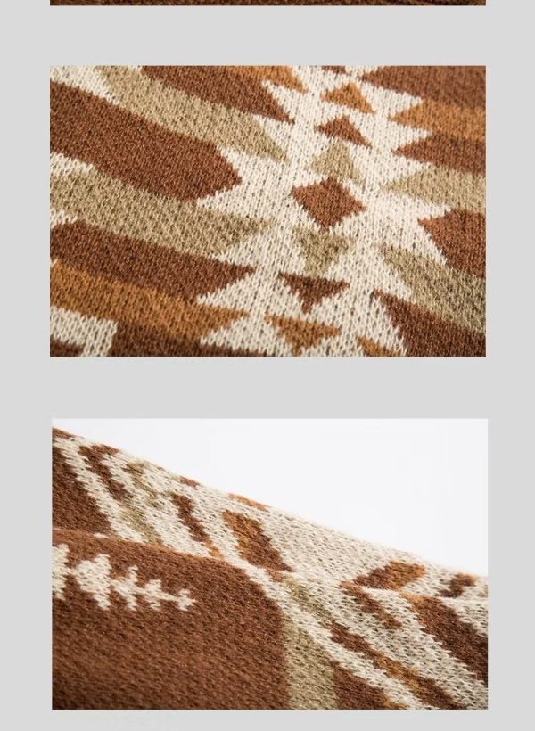 2403090905540327100 Men's Vintage Ethnic Style Round Neck Sweater