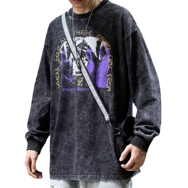 4865eefd-b5b6-4ad9-b15a-178355b99479 All-match Washed Old Sweater For Men