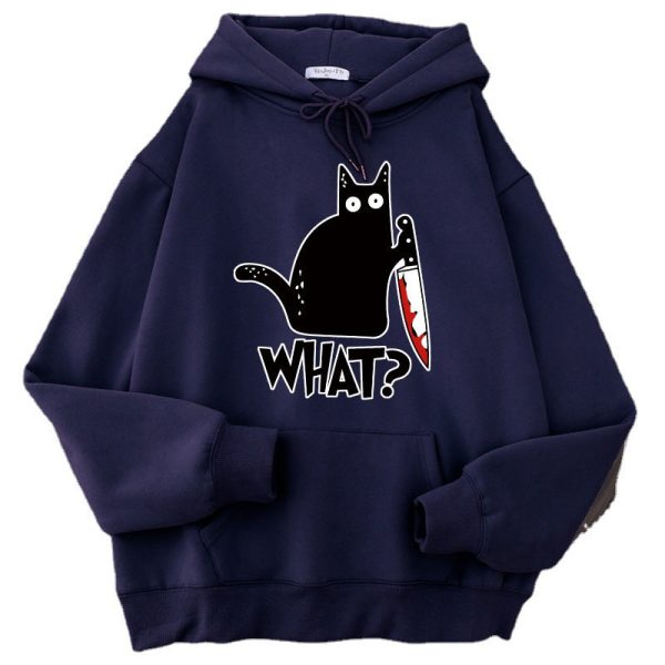 4b83a05a-fae6-49f9-927d-7a8a9a709d55 Killer Black Cat Surprised Hoodies Male