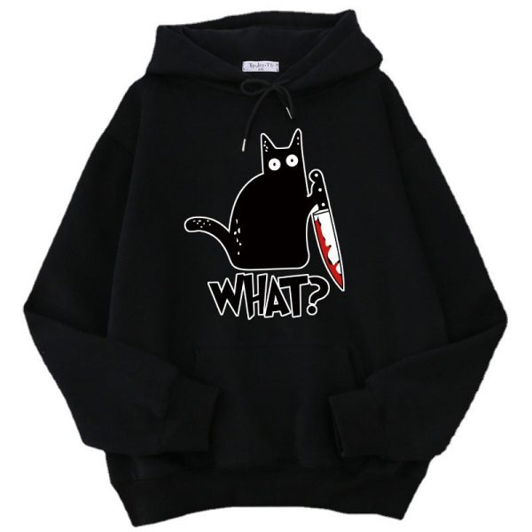 7a742b28-26d1-4bae-91c7-d5338f5f4e78 Killer Black Cat Surprised Hoodies Male