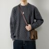 8ce32c2e-22fd-4677-9a41-9f60dcc0b392 Twist Weave Round Neck Sweater For Men