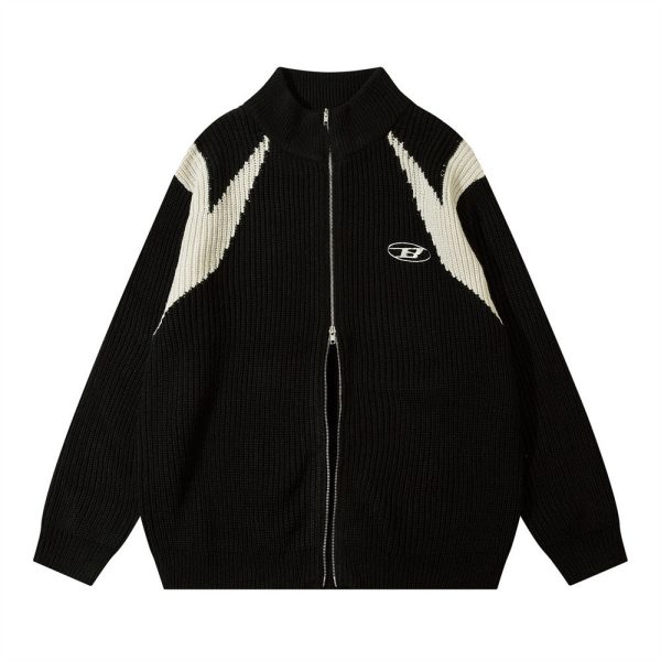 9a299e52-eef8-4f18-98fa-f8891ff6c669 American-style Zipper Cardigan Sweater For Men