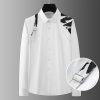 9be02011-f608-4dab-b615-b745bdb0eaf0 Contrast Color Shoulder Strap High Sense Business Leisure Trend Nightclub Slim-fit Long Sleeve Shirt For Men