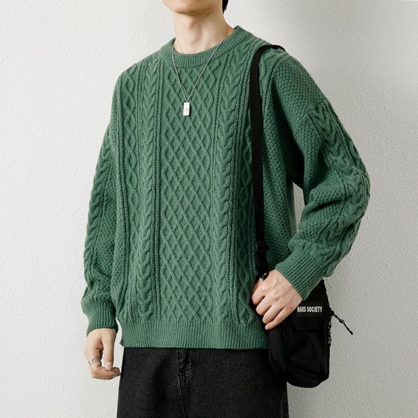 a98990a4-87cd-4cc4-8c9b-32fc972c674a Twist Weave Round Neck Sweater For Men