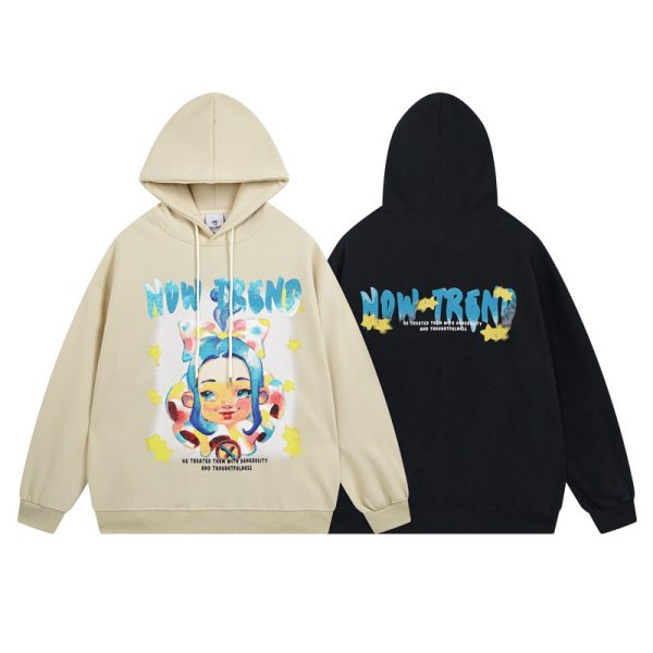 d04b4a60-e84c-44a3-8eed-dcf67aa82671 Printed Loose Hooded Sweater For Men