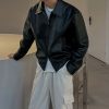 02c820a7-3332-4416-9e66-febcb1e3415f Cropped Leather Coat Male Polo Collar Top