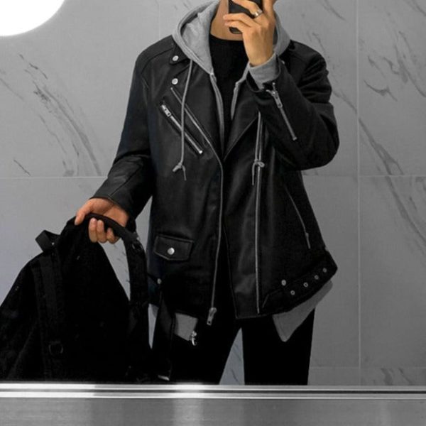 1490228268816 Men's Korean Style Trendy Slim-fit Motorcycle Jacket