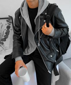 2290622111035 Men's Korean Style Trendy Slim-fit Motorcycle Jacket