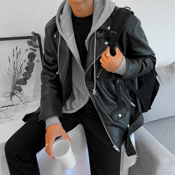 2290622111035 Men's Korean Style Trendy Slim-fit Motorcycle Jacket