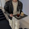 2c75d16c-2073-481e-a8cf-8ee5e83f2703 Cropped Leather Coat Male Polo Collar Top