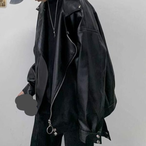 9e115809-7a88-4aa1-b0d3-477d0fb4a8fb Leather For Lovers Autumn Winter With Fleece Loose Pilot Parker Biker Jacket