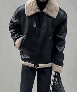 cf299844-9c44-41f4-a41f-fce517a9db39 Men's Fleece Padded Collar Lambskin Leather Jacket