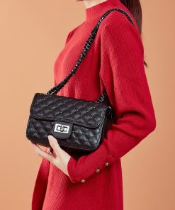 828a8236-5f52-4ca2-b520-092dbec1d0fc.jpg Genuine Leather Rhombus Chain Shoulder Bag
